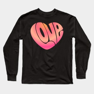 Love word in a heart shape simple cute design for valentines day pink and yellow gradient Long Sleeve T-Shirt